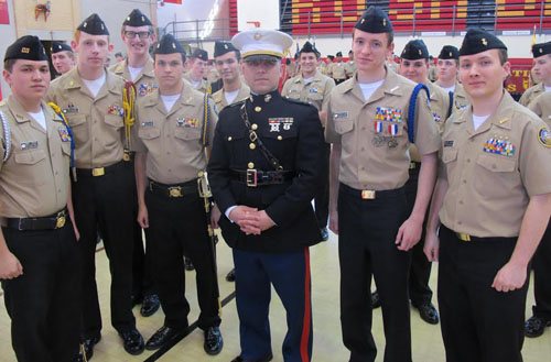 Major Michael Pretus with NJROTC Cadets