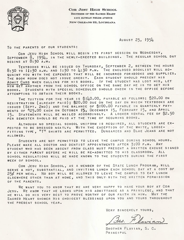 Brother Flavian Letter