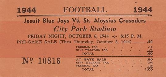 1944 SA-Jesuit Football Ticket